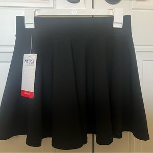 Black Pleated Mini Skater Skirt